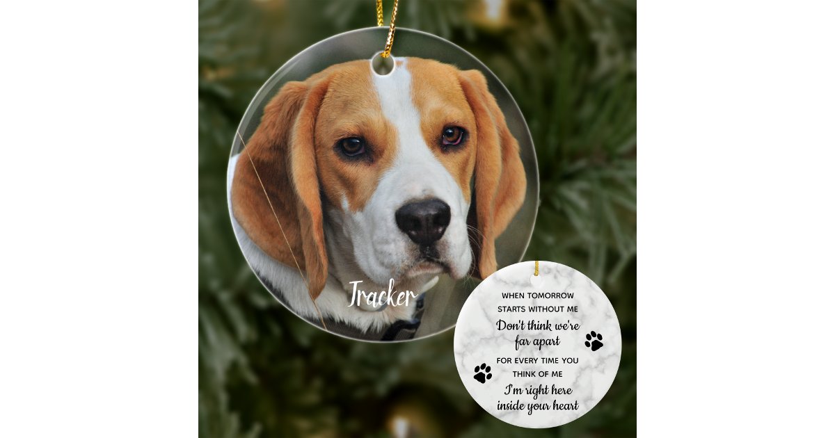 Modern Custom Dog Photo Remembrance Pet Memorial Ceramic Ornament | Zazzle