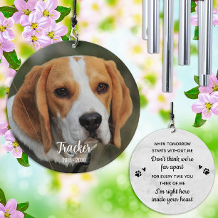 Modern Custom Dog Photo Remembrance Pet Memorial Wind Chime