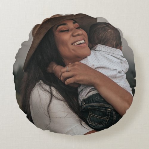 Modern Custom Double Sided Two Full Photo Round Pillow