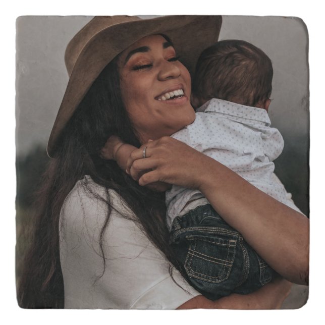 Modern Custom Double Sided Two Full Photo Trivet (Front)