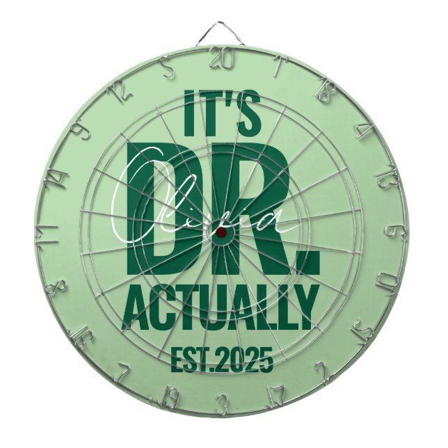 Modern Custom Dr. Name Date Dark Green Dart Board (Front)