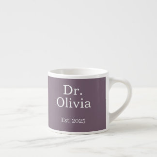 Modern Custom Dr. Name With Date Violet Espresso Cup