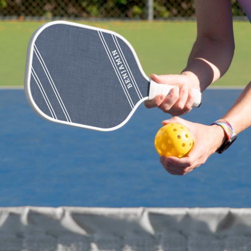 Modern Custom Dusty Blue White Player Name Sport Pickleball Paddle