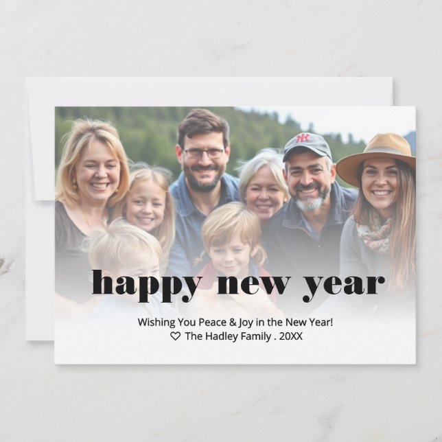 Modern Custom Editable Photo New Years Card (Front)