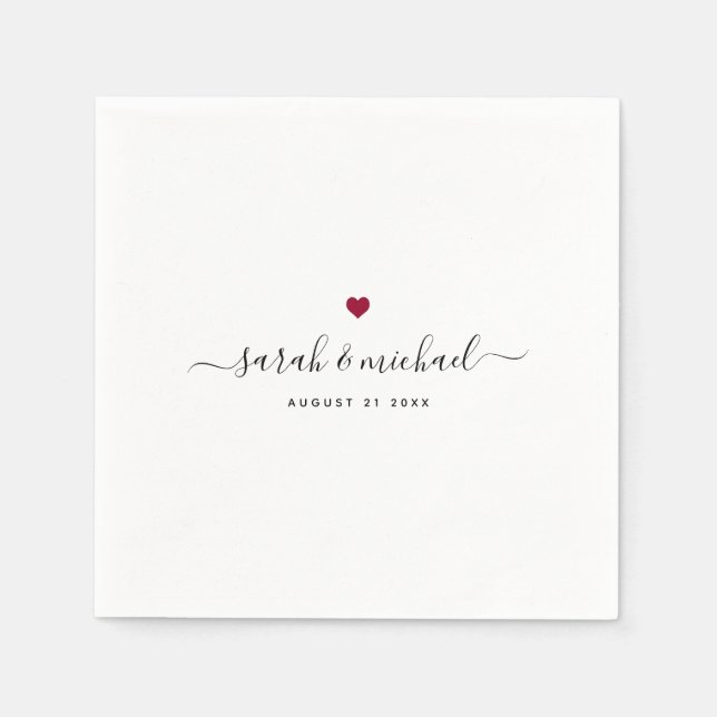 Modern Custom Elegant Script Calligraphy Wedding Napkins (Front)