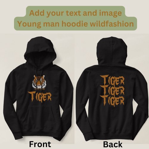 Modern Custom Elegant tiger print for him black Hoodie