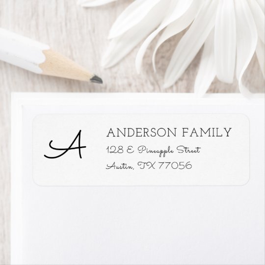 Modern Custom Family Monogram Return Address Label