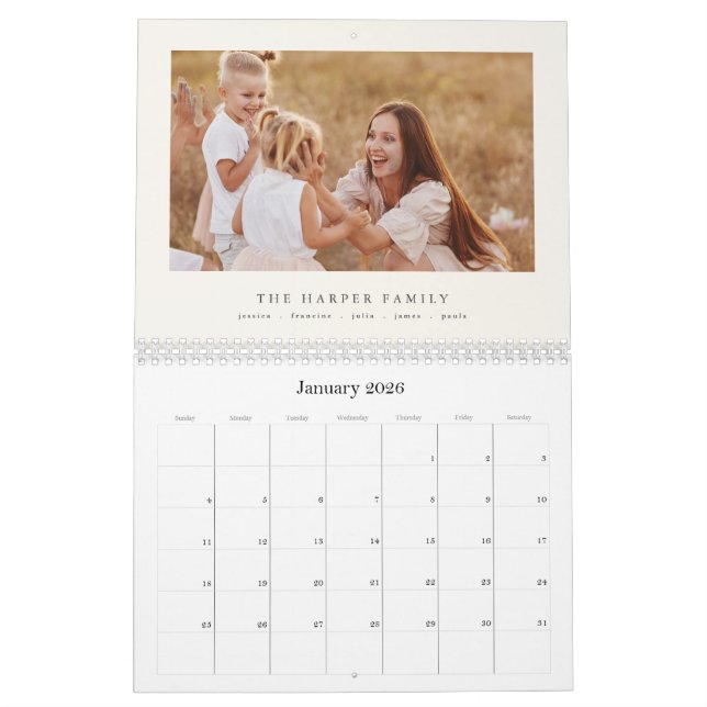 Modern Custom Family Name Photo Calendar 2026 (Jan 2026)