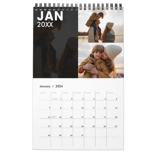 Modern Custom Family Photo Calendar Gray