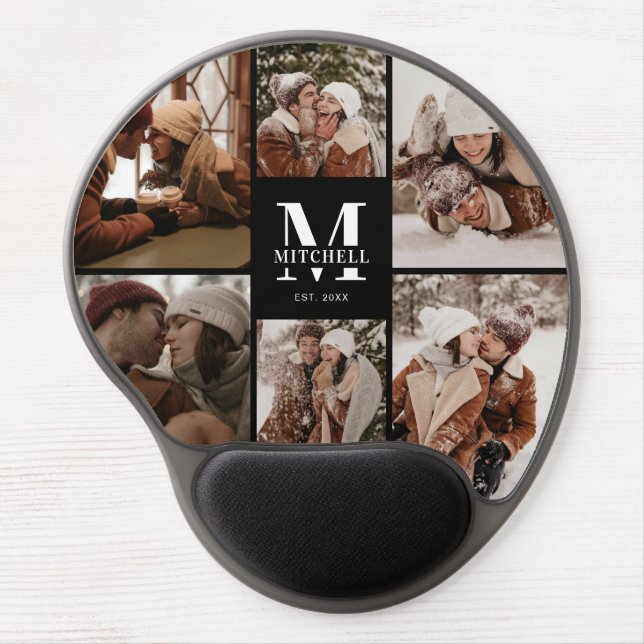 Modern Custom Family Photo Collage Gel Mouse Pad (Front)