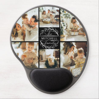 Modern Custom Family Photo Collage Gel Mouse Pad