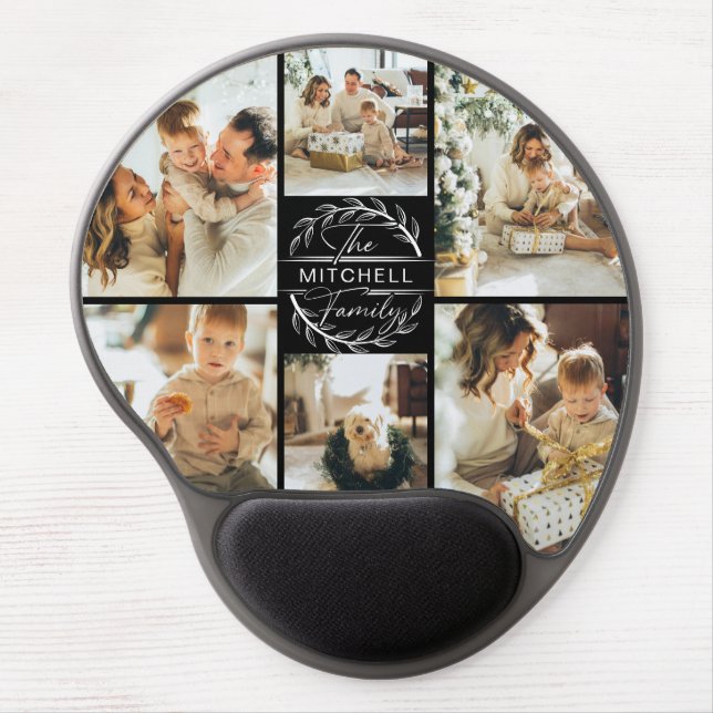 Modern Custom Family Photo Collage Gel Mouse Pad (Front)