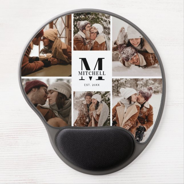 Modern Custom Family Photo Collage Gel Mouse Pad (Front)