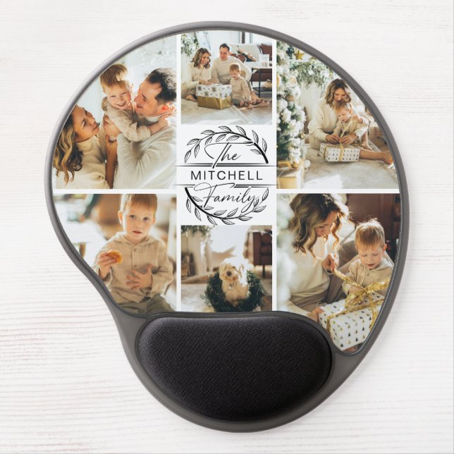 Modern Custom Family Photo Collage Gel Mouse Pad (Front)