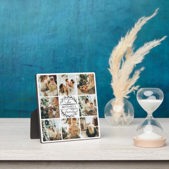 Modern Custom Family Photo Collage | Monogram Gift Plaque (Insitu)