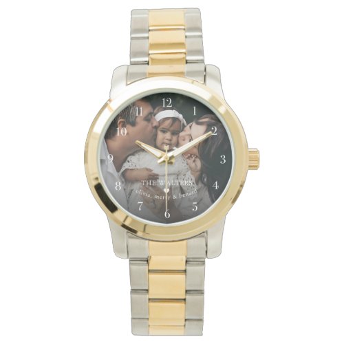 Modern Custom Family Photo Heart Watch