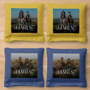 Modern Custom Family Photo Name Cornhole Bags