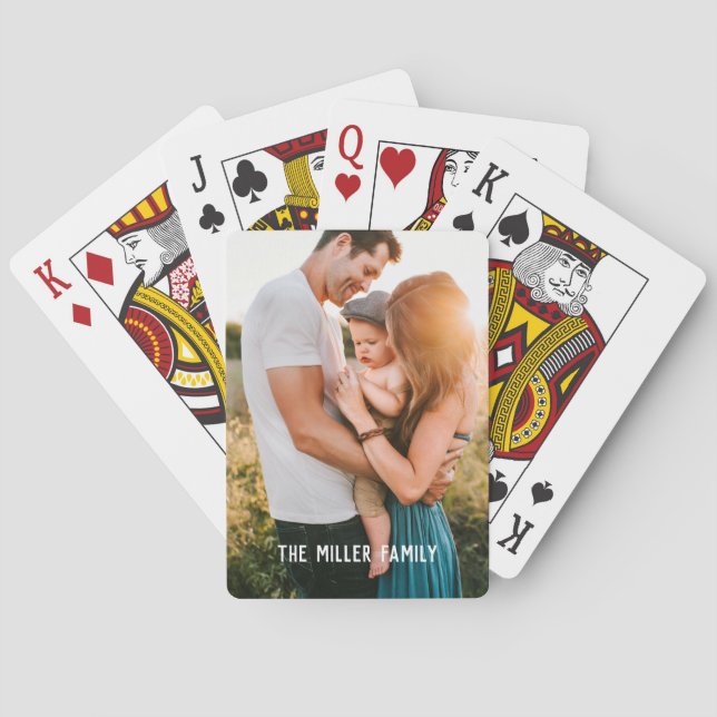 Modern Custom Family Photo Poker Cards (Back)