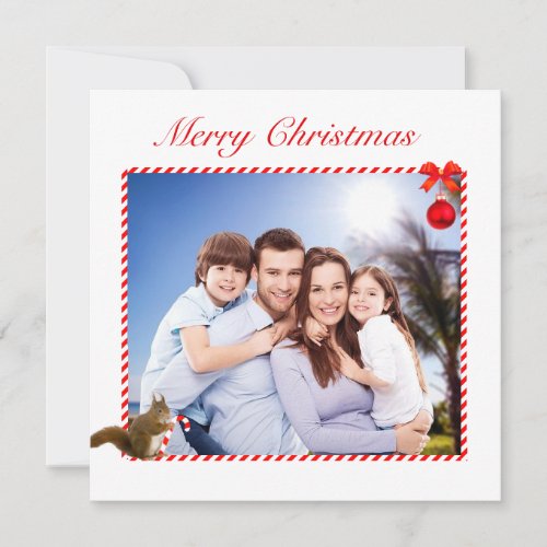 Modern Custom Family Photo  Squirrel Christmas