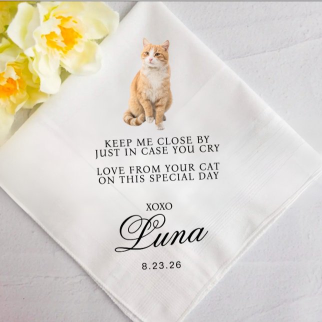 Modern Custom Gift For Bride And Groom Name Cat Bandana (Modern custom wedding couple name date handkerchief )