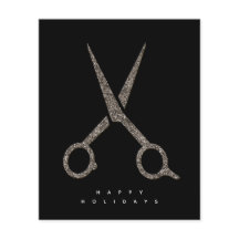 modern CUSTOM glitter scissors Hairdresser card