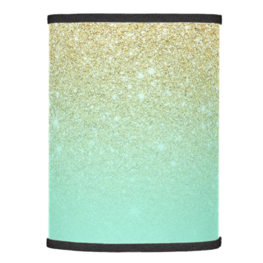 Modern custom gold ombre turquoise block lamp shade (Right)