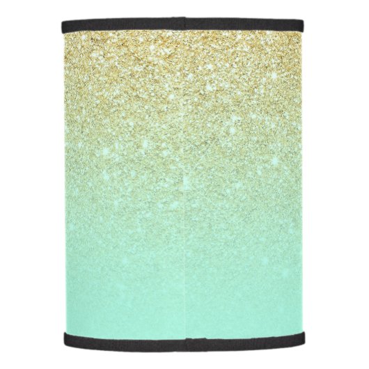 Modern custom gold ombre turquoise block lamp shade (Back)