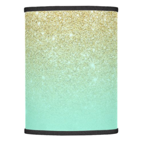Modern custom gold ombre turquoise block lamp shade