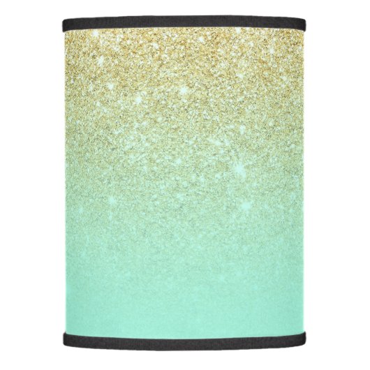 Modern custom gold ombre turquoise block lamp shade (Front)