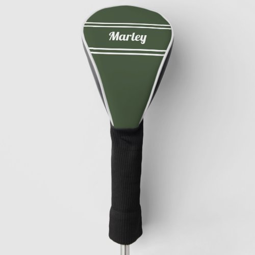Modern Custom Golfer Sports Monogram Name Green Golf Head Cover