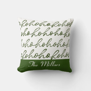 Modern Custom Green Christmas Script Pattern  Throw Pillow