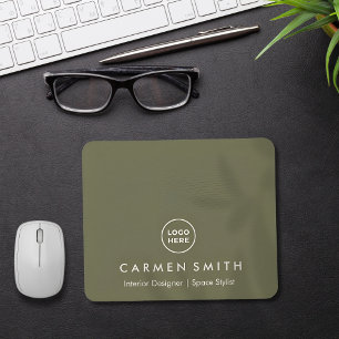 Modern Custom Green Olive with Logo Mouse Pad