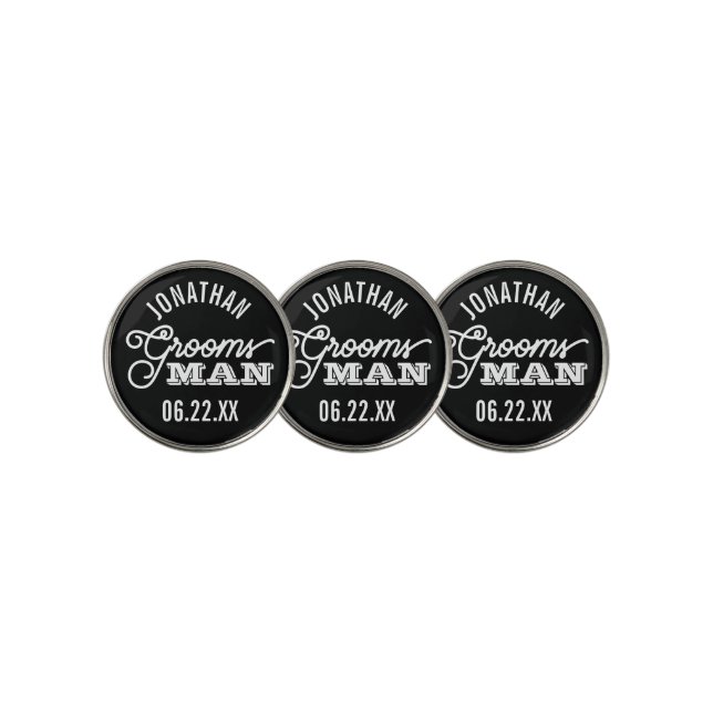 Modern Custom Groomsman Golf Ball Marker (3 Up)