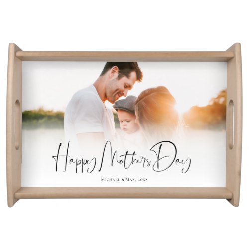 Modern Custom Happy Mothers Day Gift for Mom Photo Serving Tray