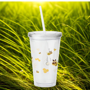 Modern Custom Honey Bee Name Acrylic Tumbler