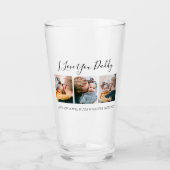 Modern Custom I Love You Daddy | 3 Photo Beer Glass (Front)