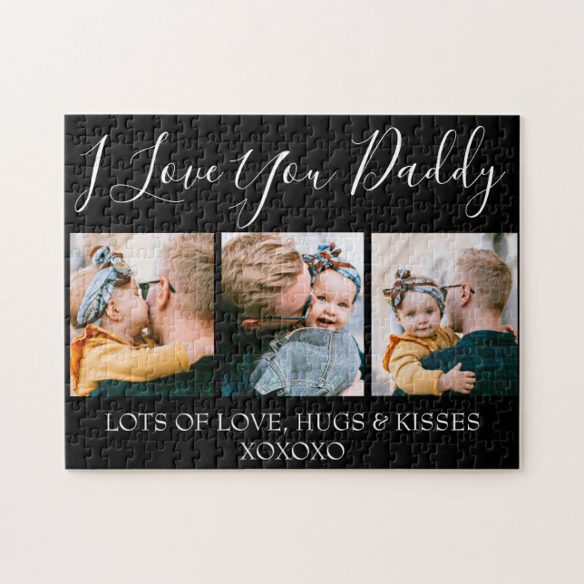 Modern Custom I Love You Daddy | 3 Photo Jigsaw Puzzle (Horizontal)