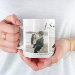 Modern Custom I Love You Mom | 3 Photo Coffee Mug<br><div class="desc">Ths stylish modern 3 photo coffee mug is the perfect gift for your mom, step mom or grandma for mothers day. The mug features the text 'I LOVE YOU MOM, LOTS OF LOVE, HUGS & KISSES XOXOXO', personalized with your name, plus 3 of your favorite family pictures. The text is...</div>