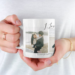 Modern Custom I Love You Mom   3 Photo Coffee Mug