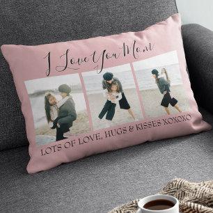 Modern Custom I Love You Mom 3 Photo Lumbar Pillow