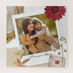 Modern Custom I Love You Mom Photo Jigsaw Puzzle