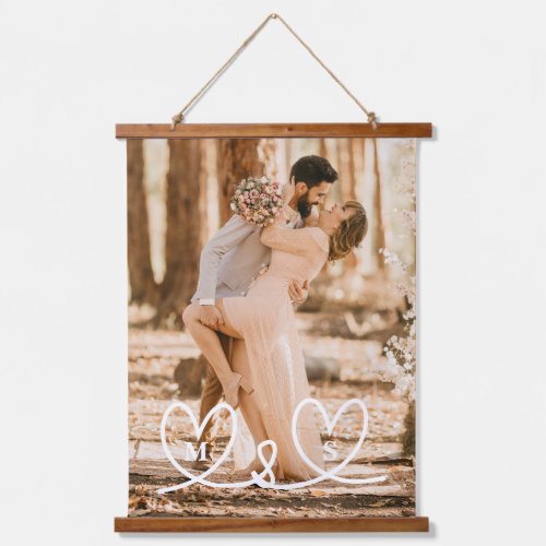 Modern Custom Initials Couples Love Photo Keepsake Hanging Tapestry