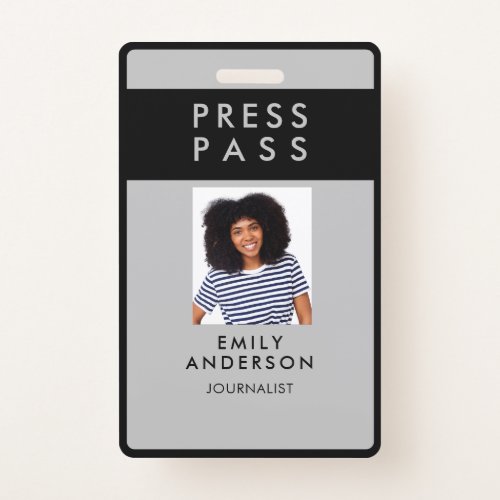 Modern Custom Journalist Press Pass Photo ID Logo Badge