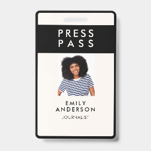 Modern Custom Journalist Press Pass Photo ID Logo Badge