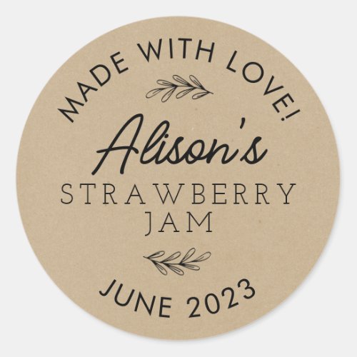 Modern Custom Kraft Round Canning Jar Label