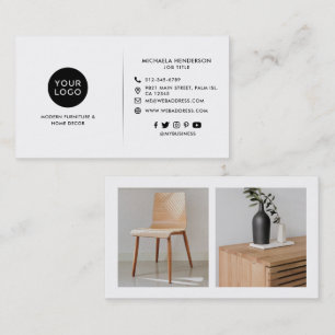 Modern Custom Logo, 2 Product Photos & Socials Business Card