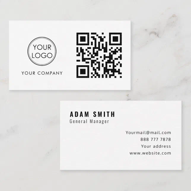 Modern Custom Logo and QR Code Business Card | Zazzle