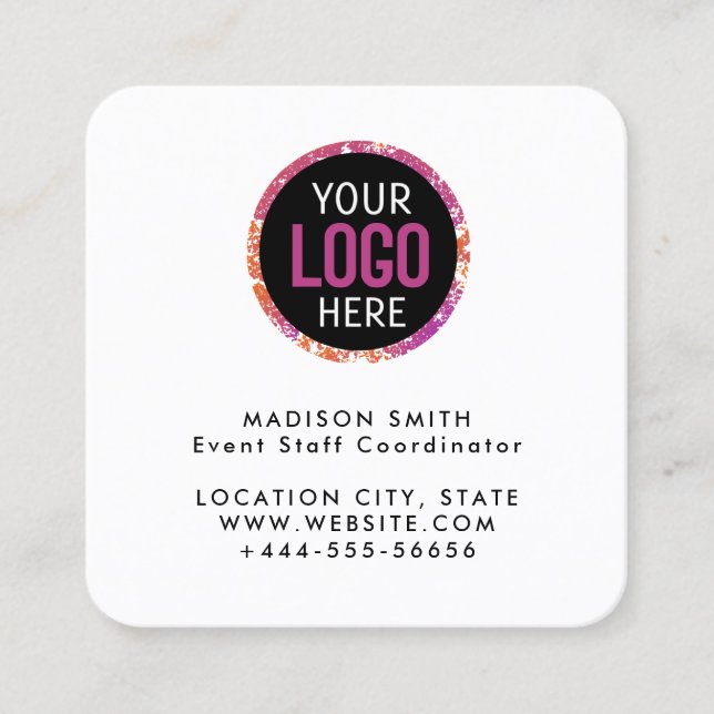 Modern  Custom Logo and QR Code Square Business Card (Front)
