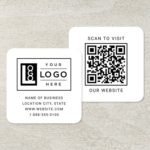 Modern Custom Logo and QR Code Square Business Card