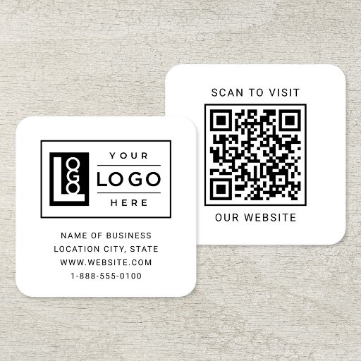 Customizable Modern Custom Logo and QR Code Square Business Card